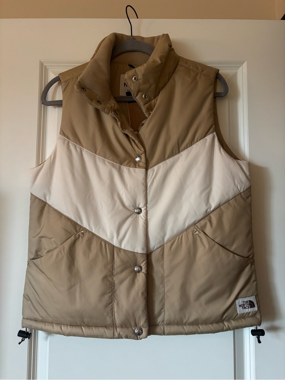 The North Face Women’s Tan & Cream Chevron Puffer Vest